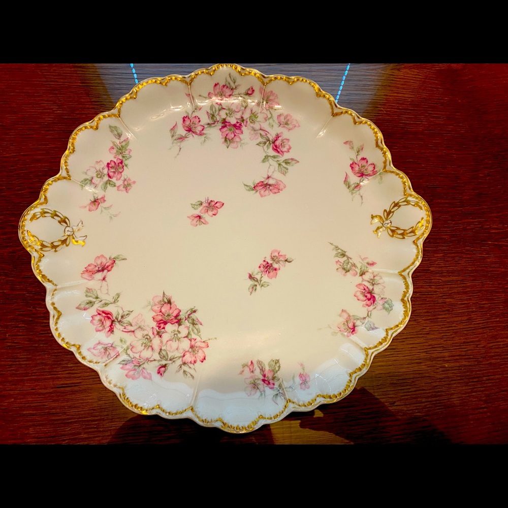 COPY - Haviland Limoges 13 Inch Handled Cake Plate Schleiger 241